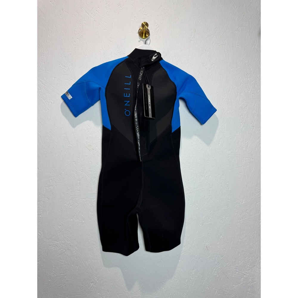 O'Neill Youth Reactor-2 2mm Back-Zip Short Sleeve Spring Wetsuit Black Ocean 12 - Picture 2 of 5